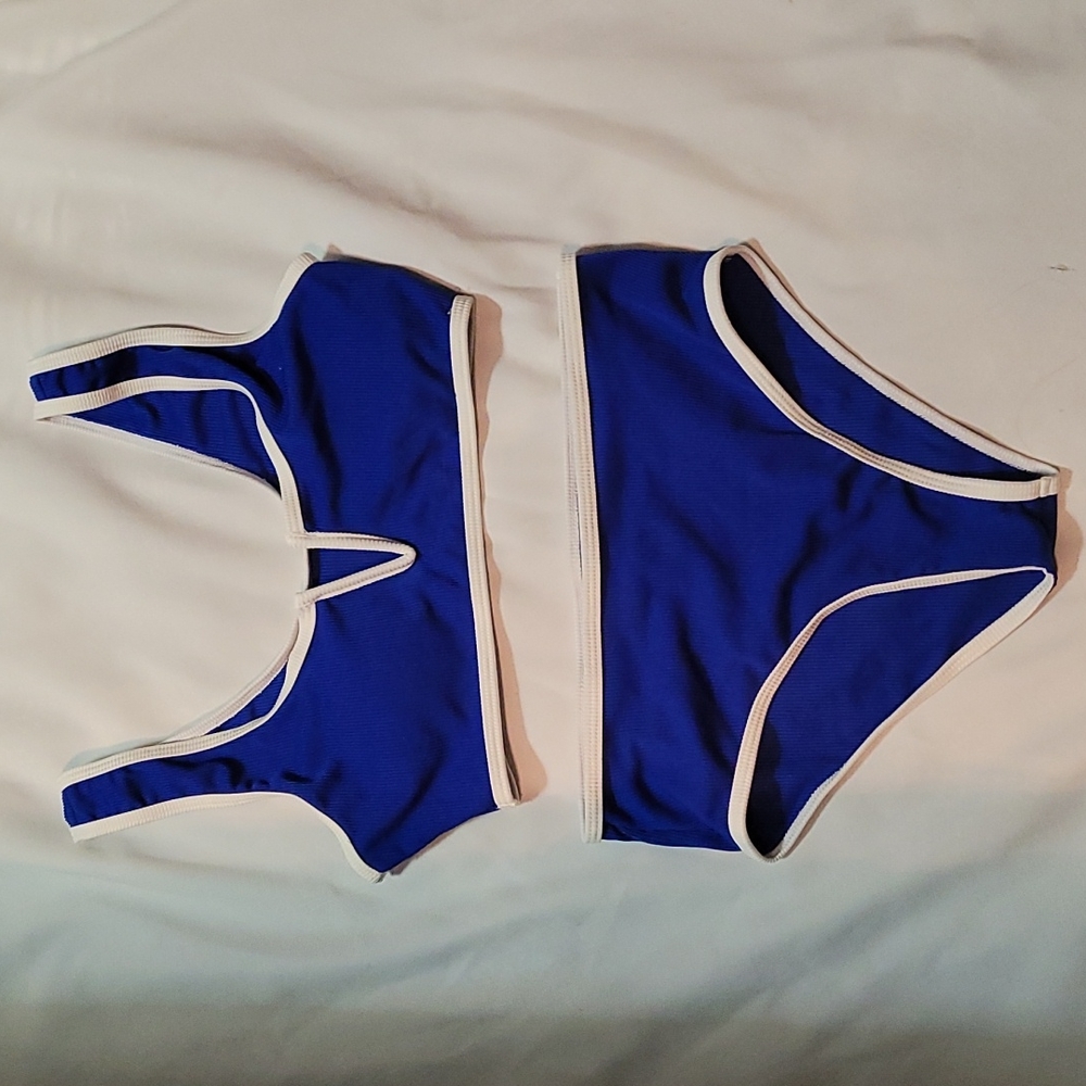 Small blue white bikini